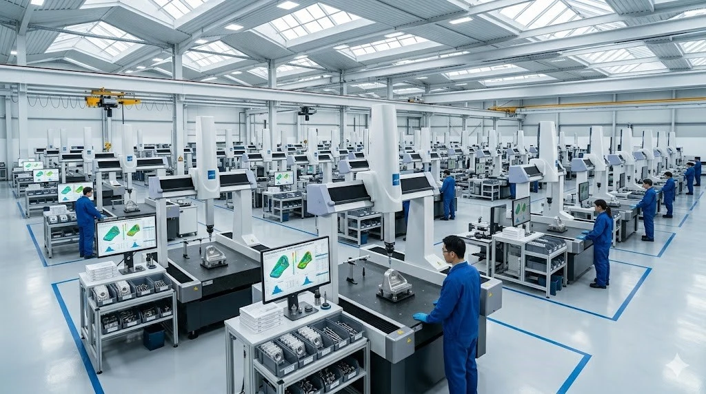 Spacious and organized modern CNC machining facility with Chinese professional staff Spacious and organized modern CNC machining facility with Chinese professional staff