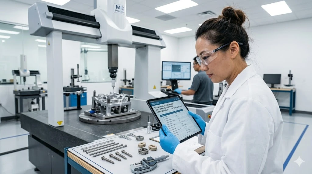Chinese engineer verifying medical device history records and digital traceability for ISO 13485 compliance
